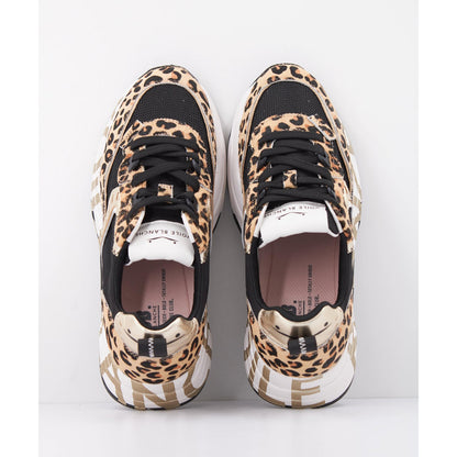 Sneaker in pelle e tessuto animalier