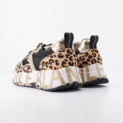 Sneaker in pelle e tessuto animalier