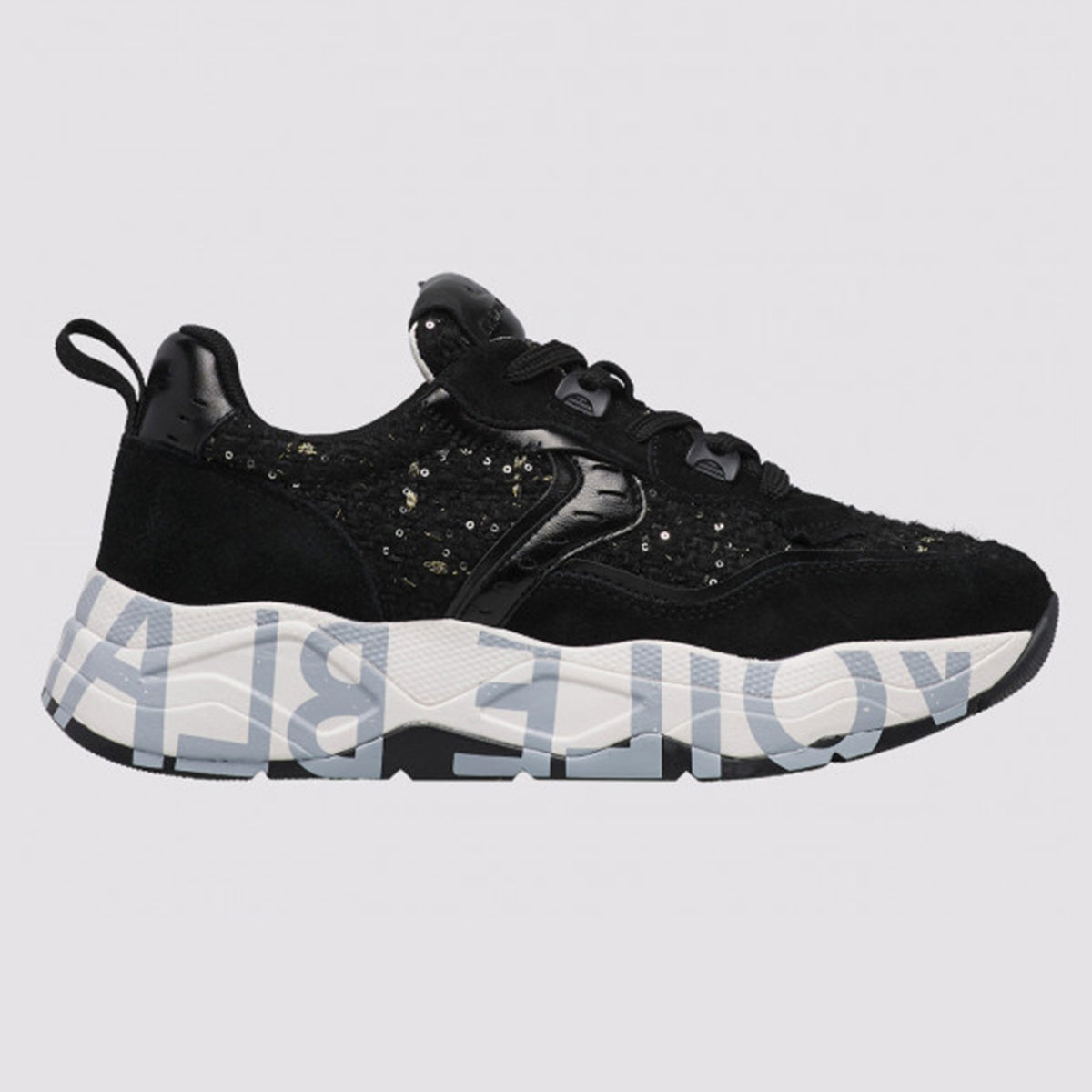 Sneaker in pelle e tessuto nera