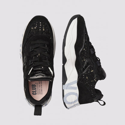 Sneaker in pelle e tessuto nera