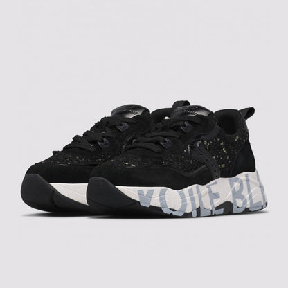 Sneaker in pelle e tessuto nera