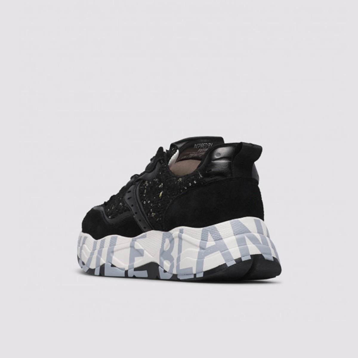 Sneaker in pelle e tessuto nera