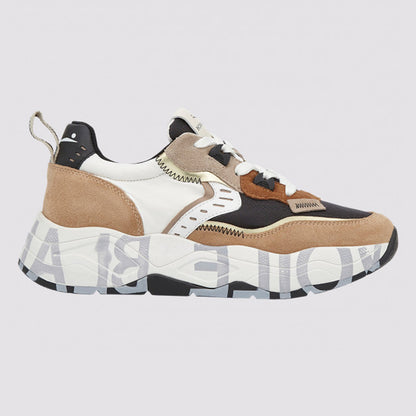 Sneaker in pelle e tessuto