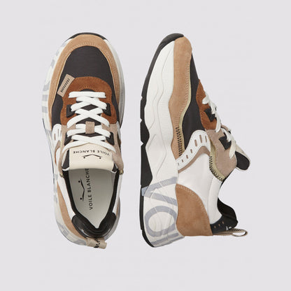 Sneaker in pelle e tessuto