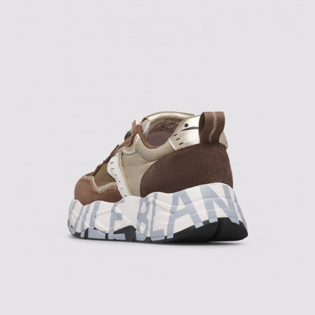 Sneaker in pelle e tessuto marroni