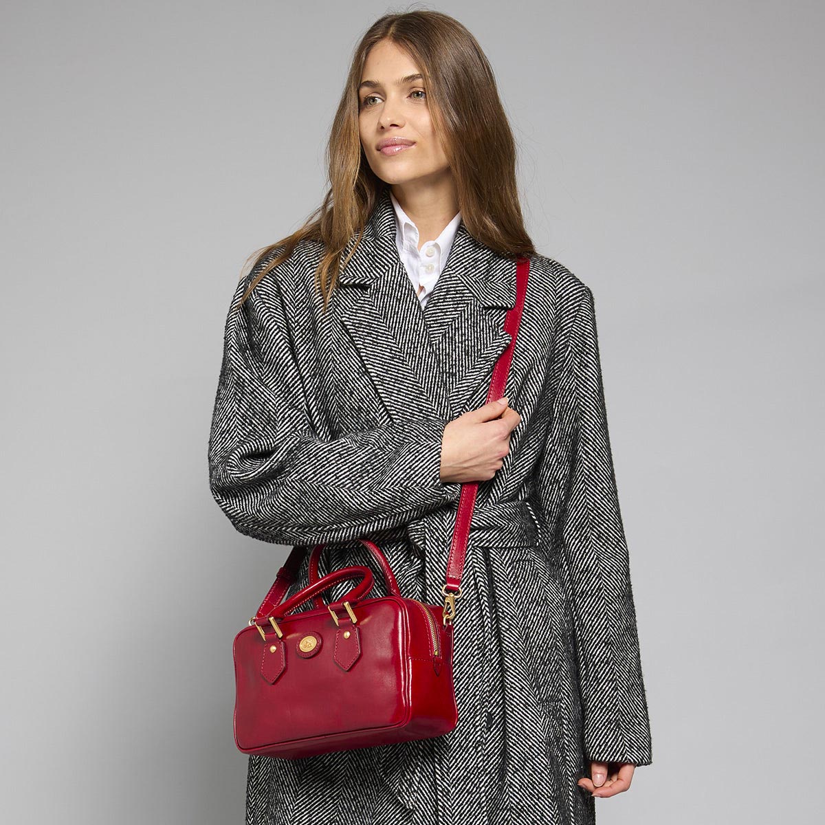 Bauletto in pelle con tracolla removibile