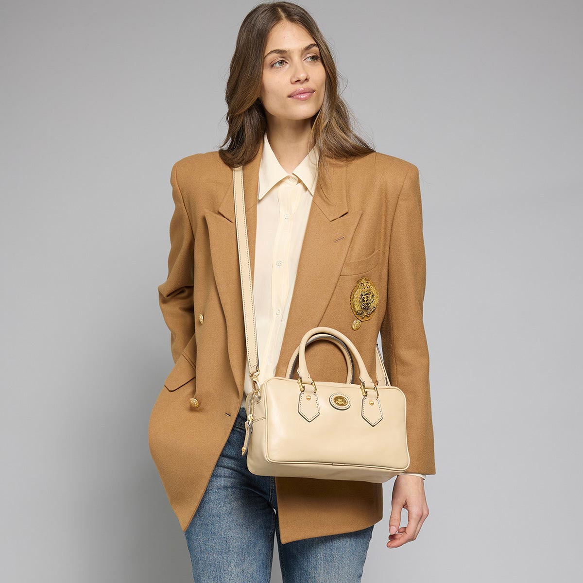 Bauletto in pelle con tracolla removibile