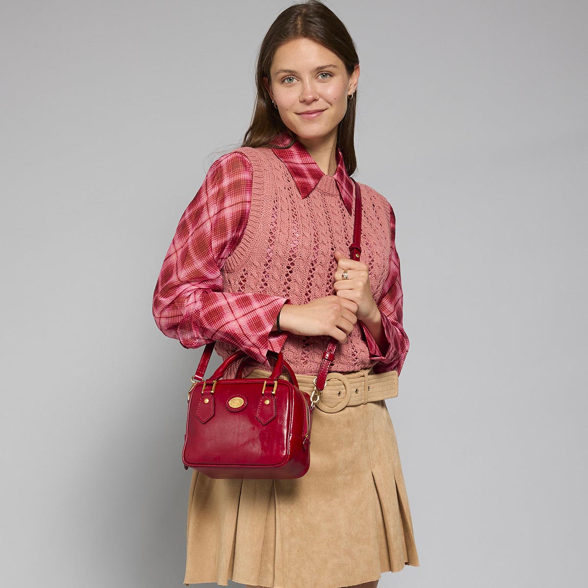 Bauletto in pelle con tracolla removibile piccolo