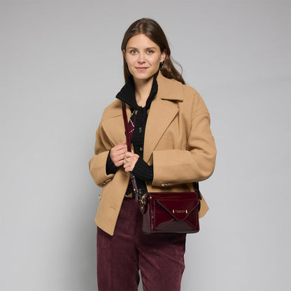 Borsa tracolla in pelle con tasca frontale