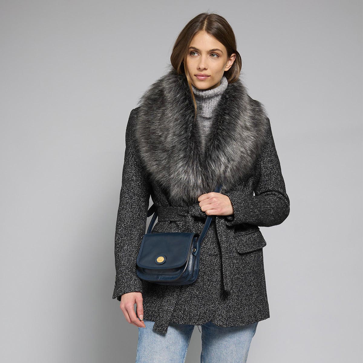 Borsa tracolla in pelle a scomparti