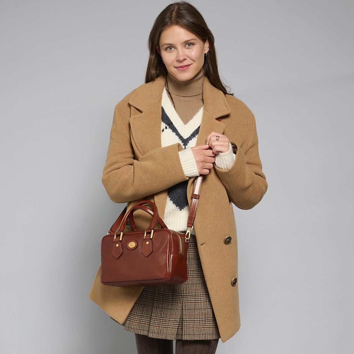 Bauletto in pelle con tracolla removibile