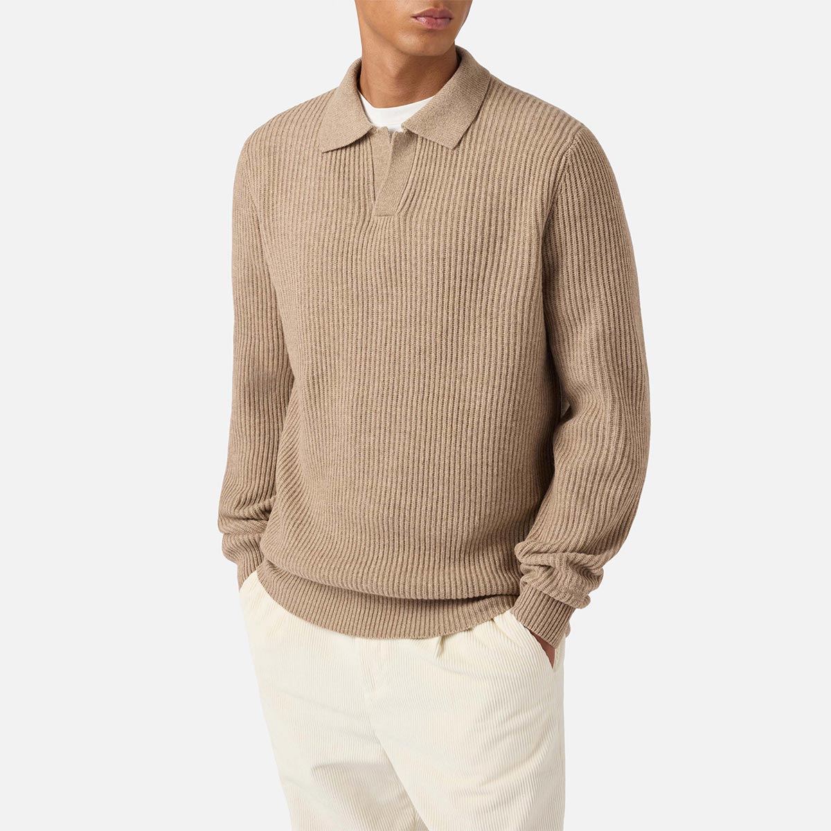 Maglione colletto a polo in lana