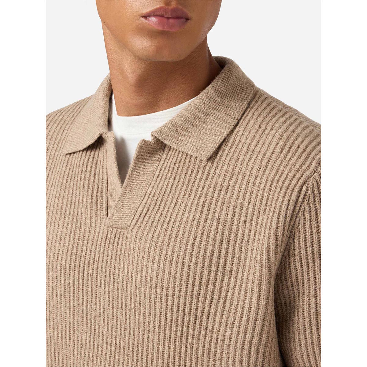 Maglione colletto a polo in lana