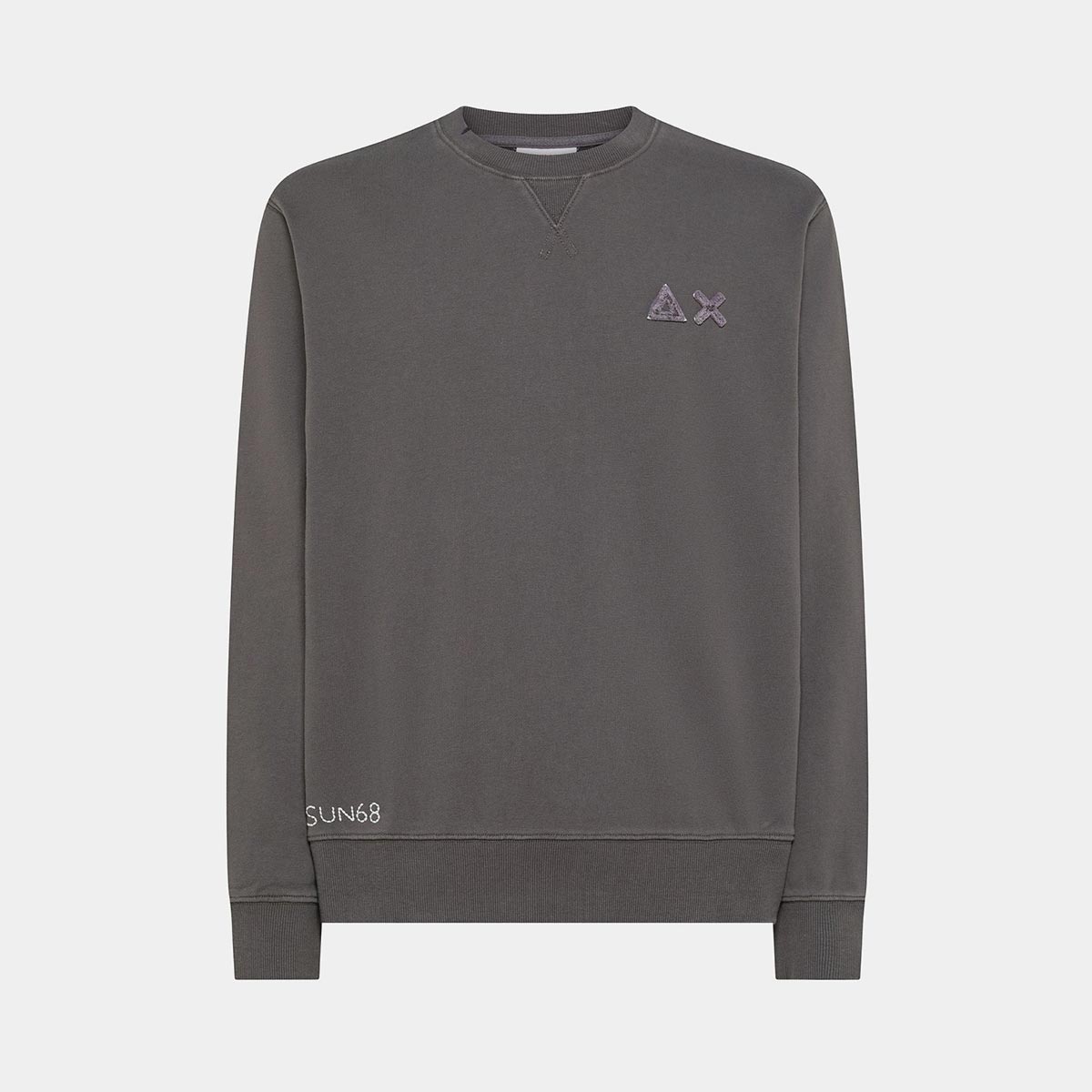 Felpa girocollo in cotone effetto vintage