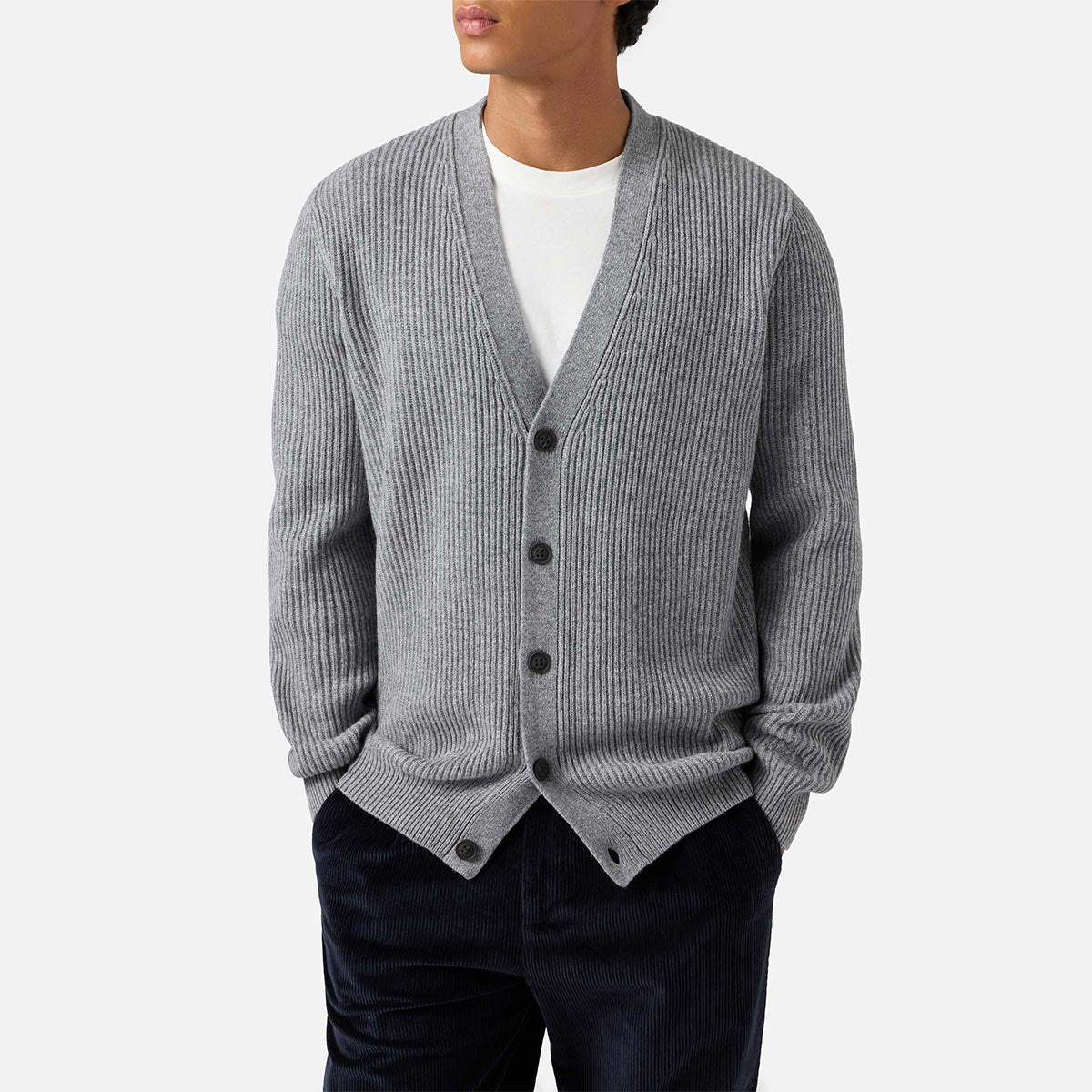 Cardigan a coste in lana