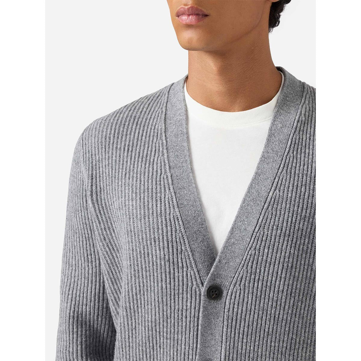 Cardigan a coste in lana