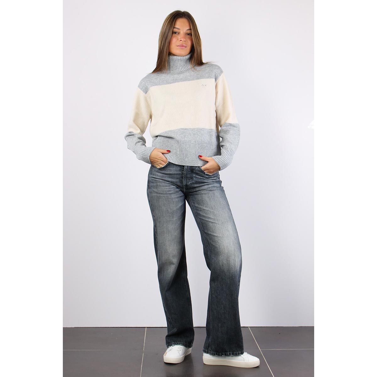 Maglia in misto cashmere a righe