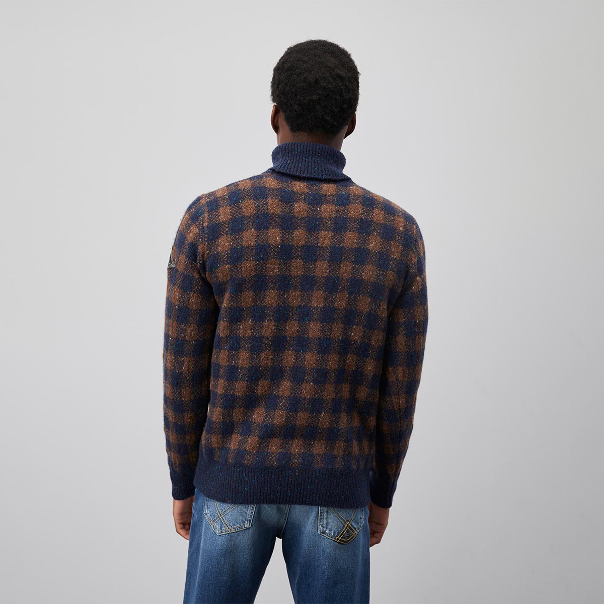 Maglione collo alto check