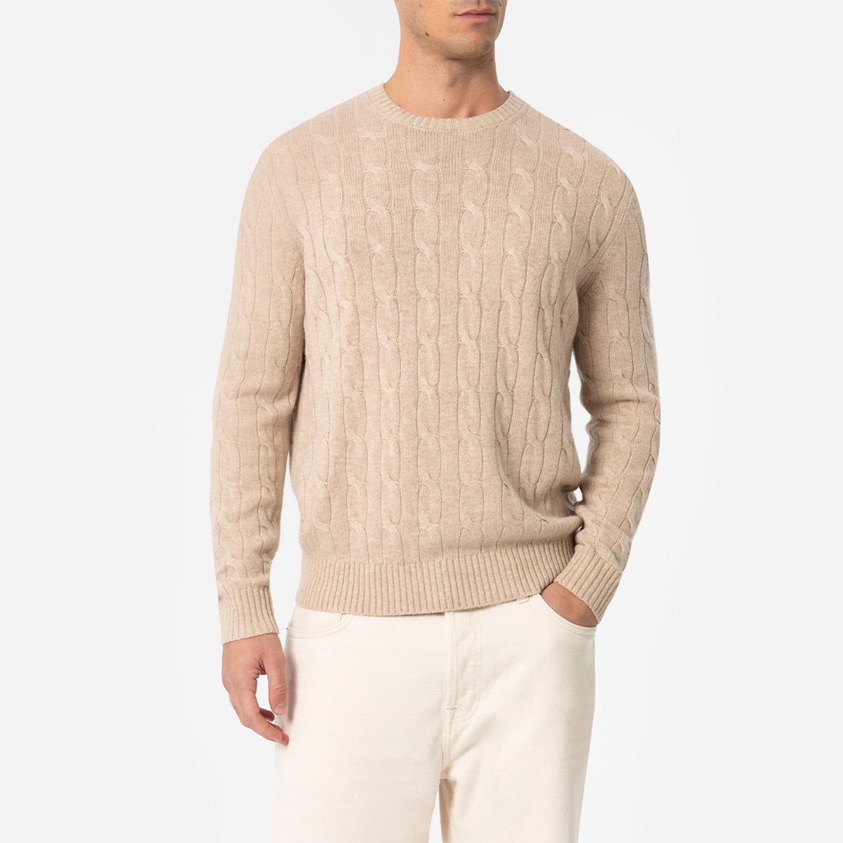 Maglione a trecce in lana