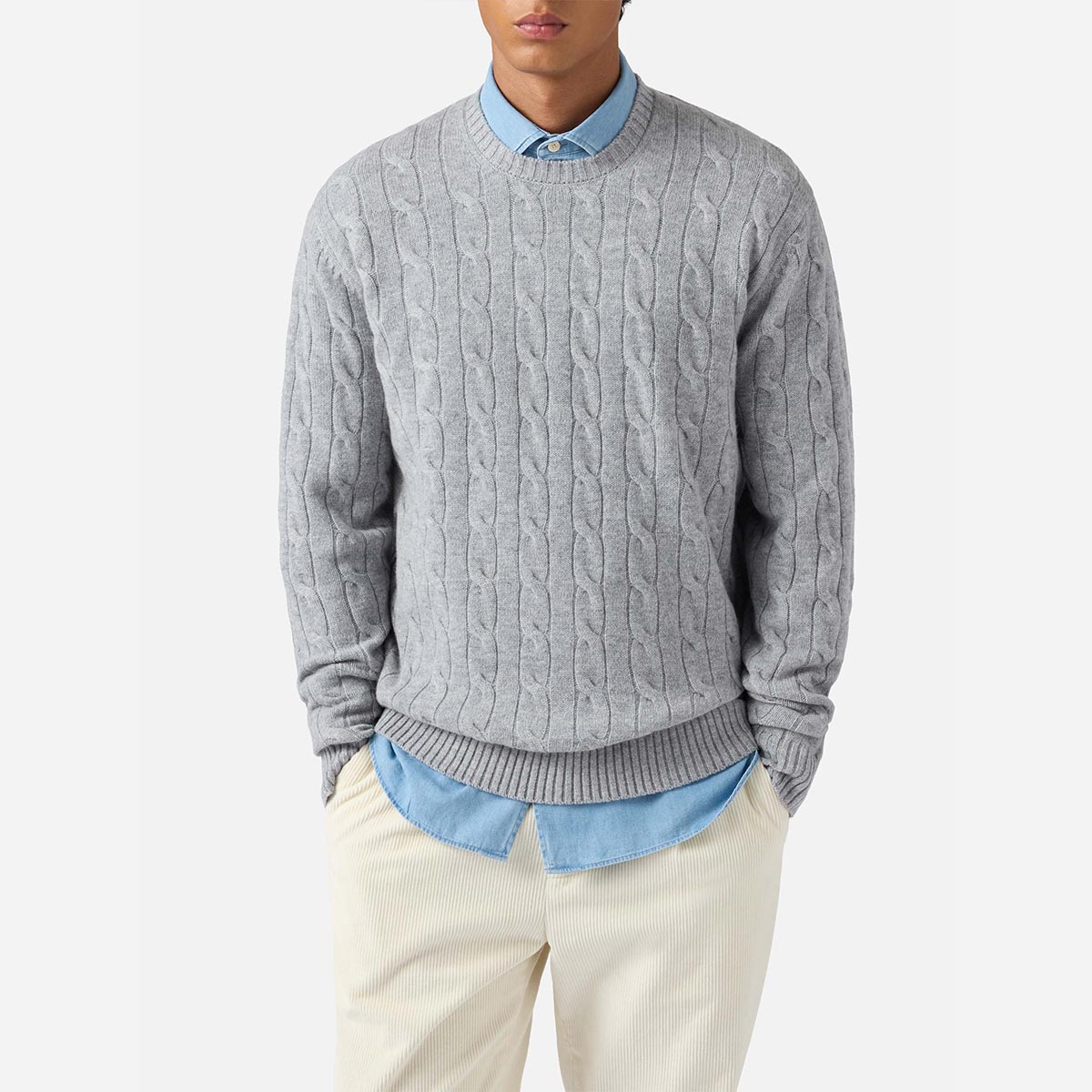 Maglione a trecce in lana