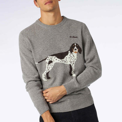 Maglione con stampa jacquard cani country