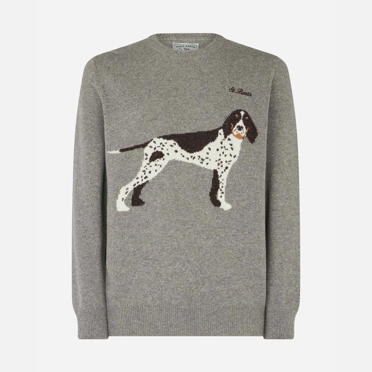 Maglione con stampa jacquard cani country