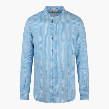 Camicia coreana in lino a righe