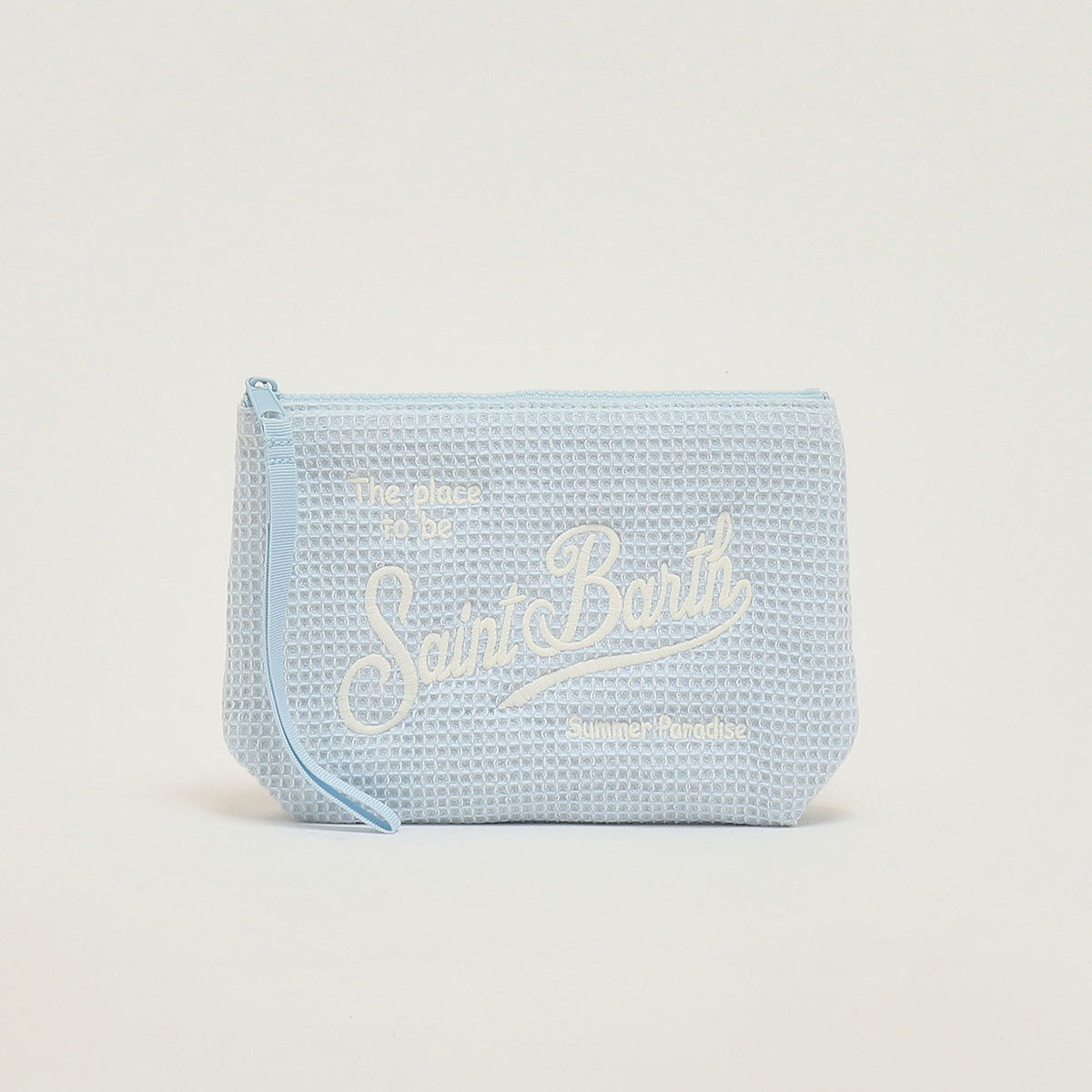 Pochette tessuto waffle azzurra