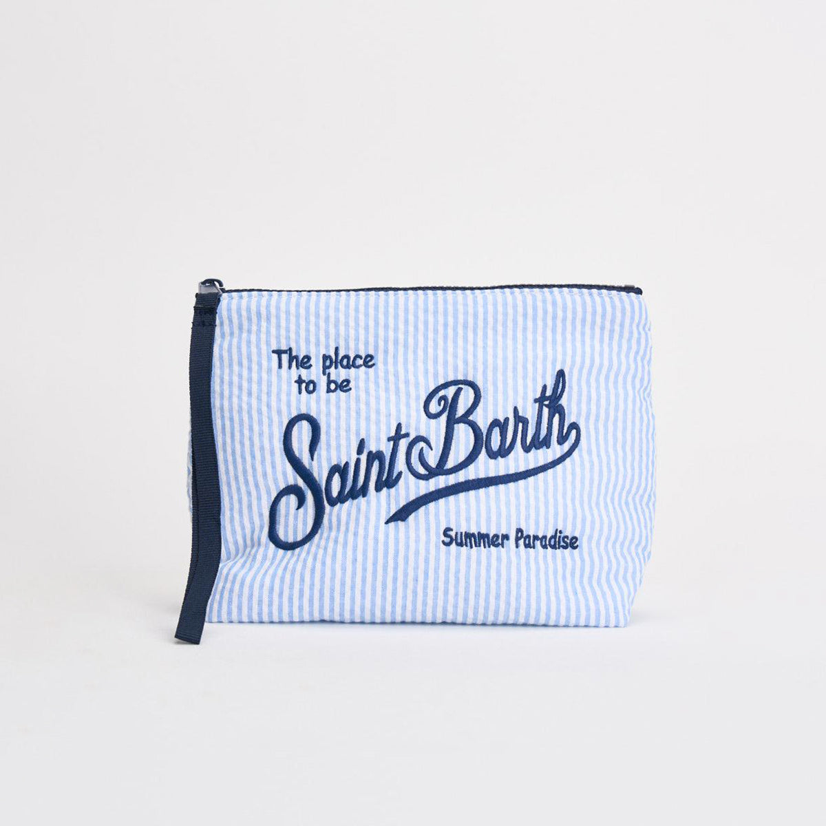 Pochette tessuto goffrato a righe