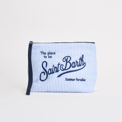 Pochette tessuto goffrato a righe