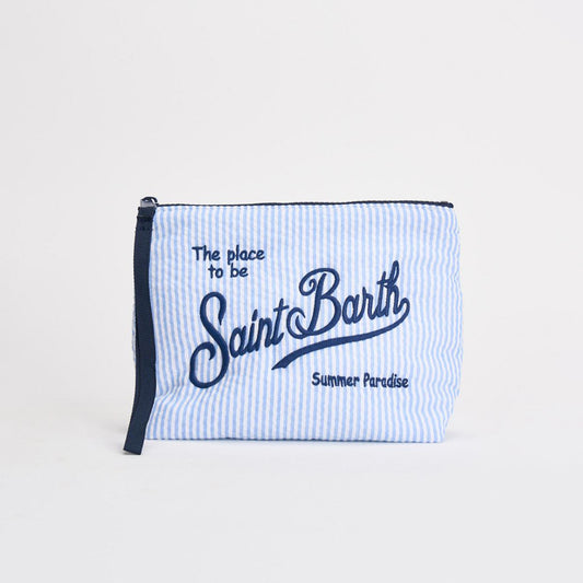 Pochette tessuto goffrato a righe