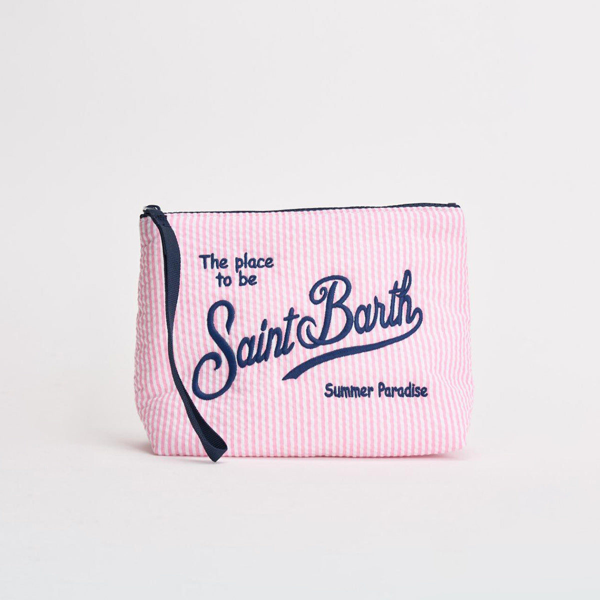 Pochette tessuto goffrato a righe