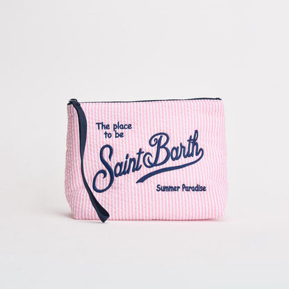 Pochette tessuto goffrato a righe