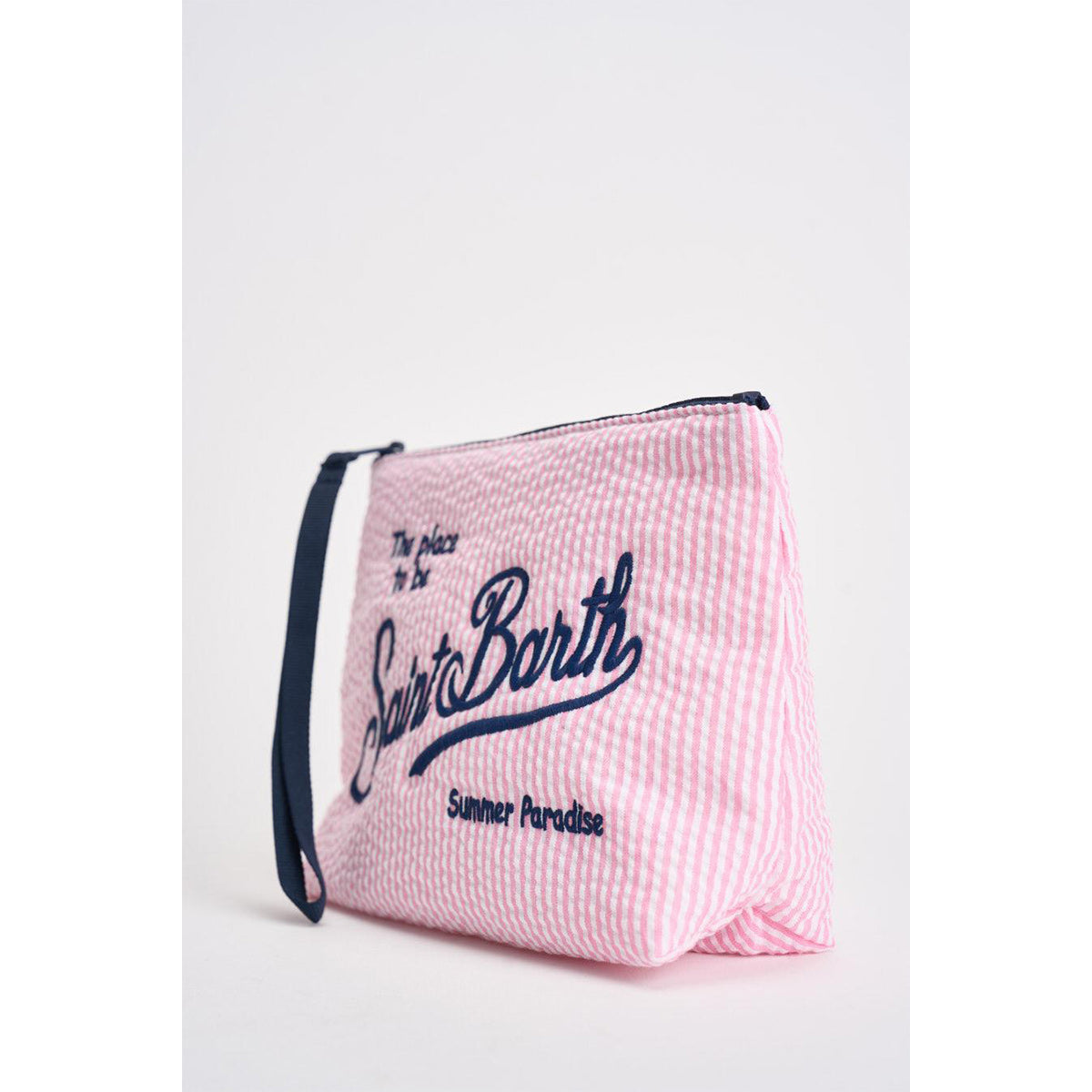 Pochette tessuto goffrato a righe