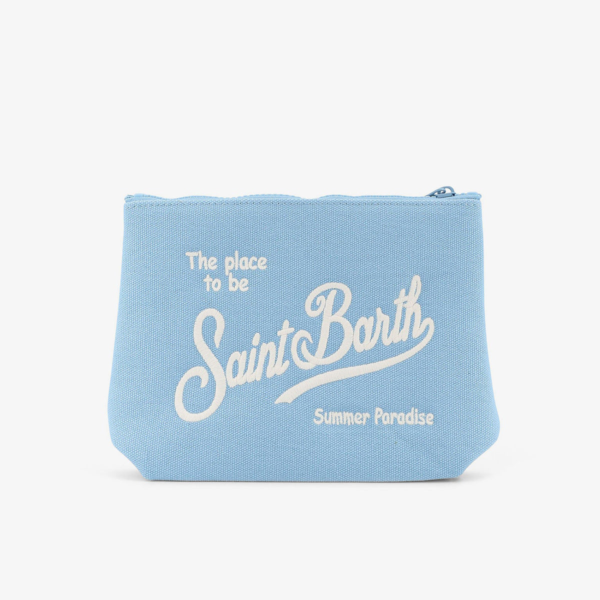 Pochette in canvas di cotone azzurra