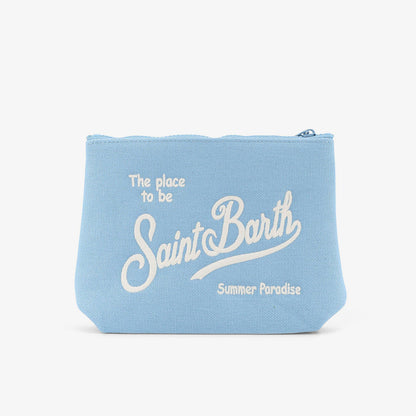 Pochette in canvas di cotone azzurra