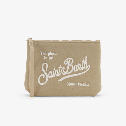 Pochette in canvas di cotone beige