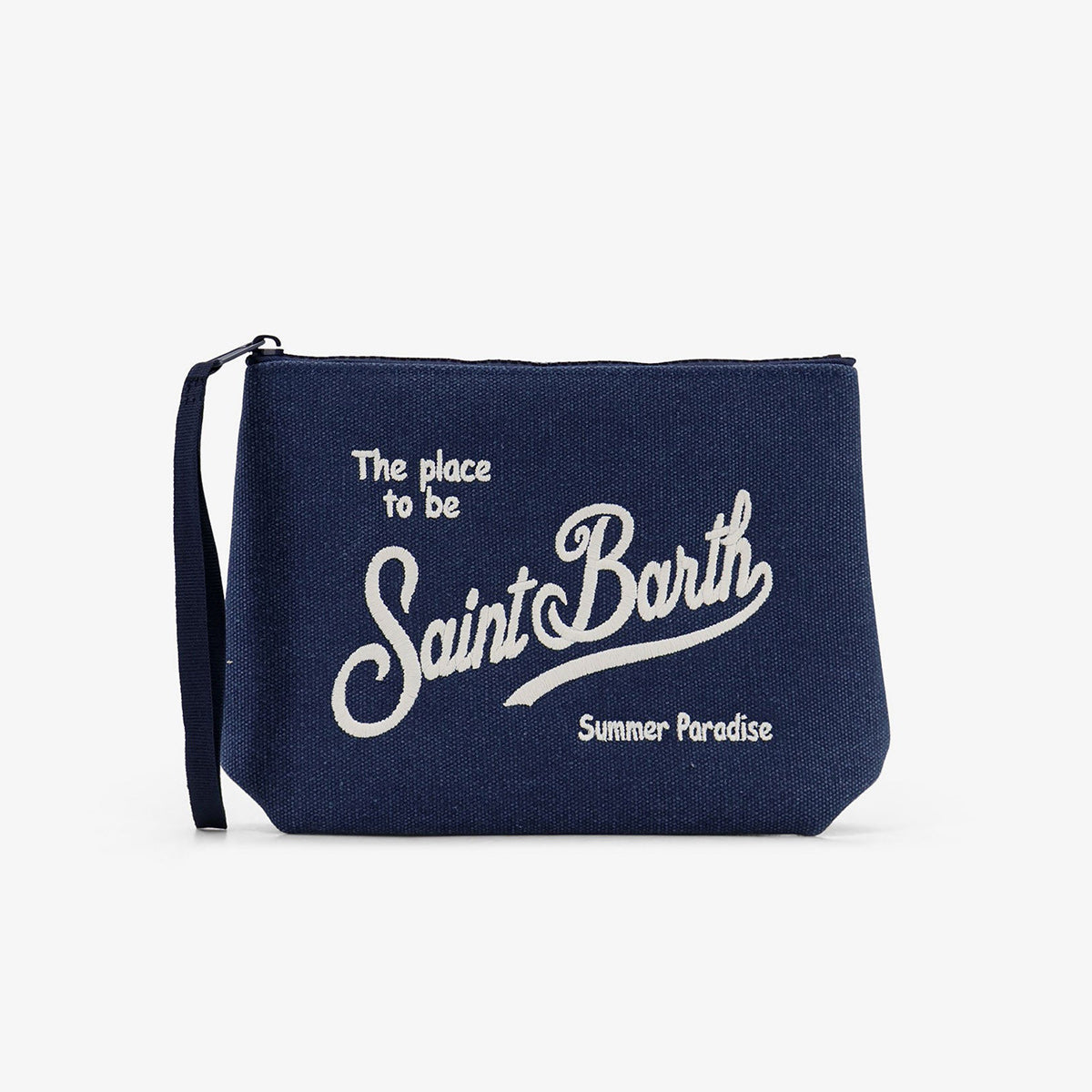 Pochette in canvas di cotone blu
