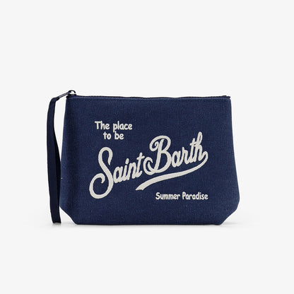 Pochette in canvas di cotone blu