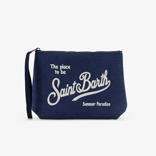 Pochette in canvas di cotone blu