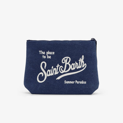 Pochette in canvas di cotone blu