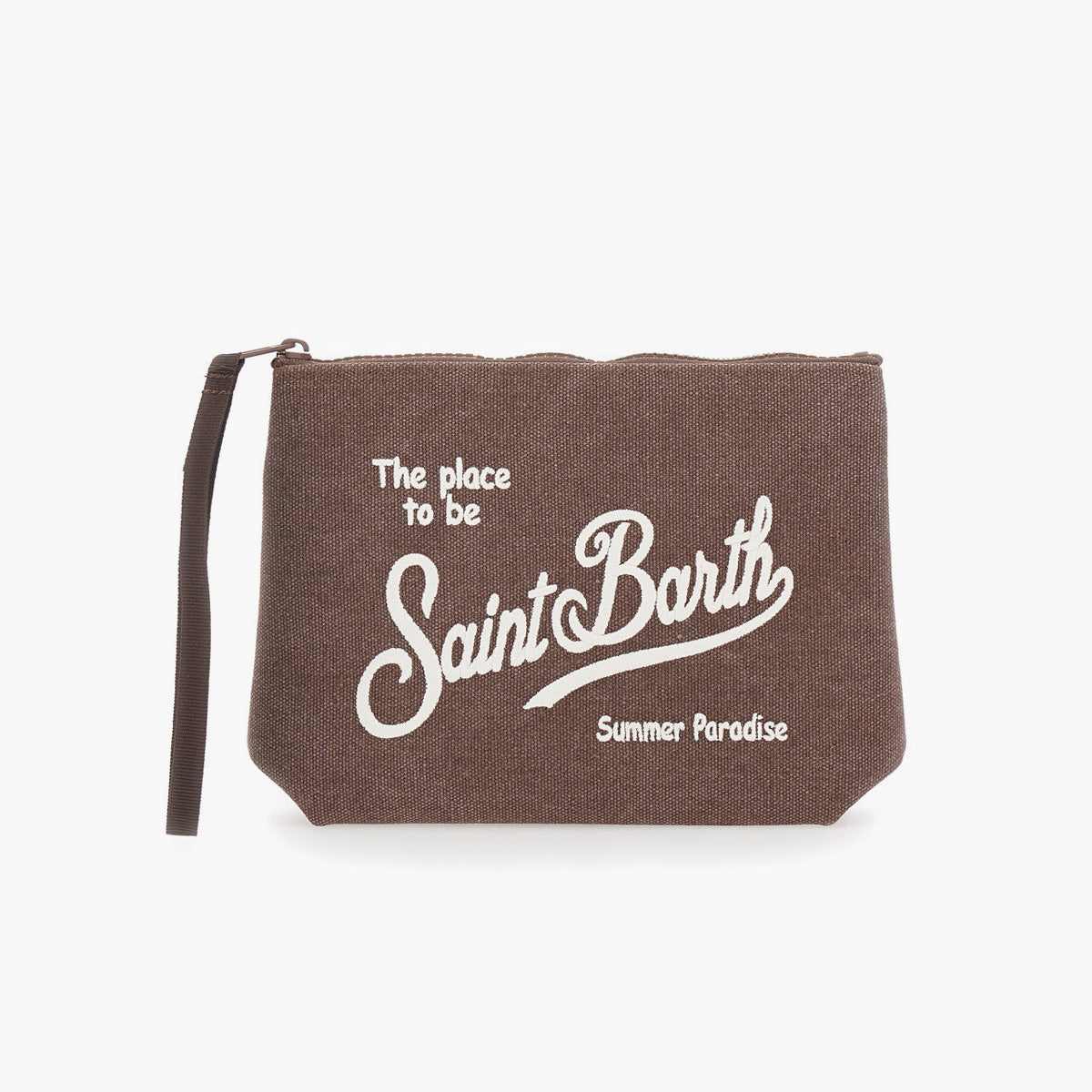 Pochette in canvas di cotone marrone
