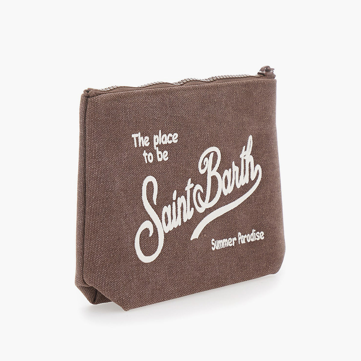 Pochette in canvas di cotone marrone