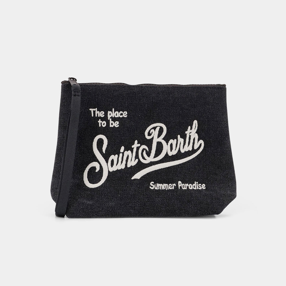Pochette in canvas di cotone nera