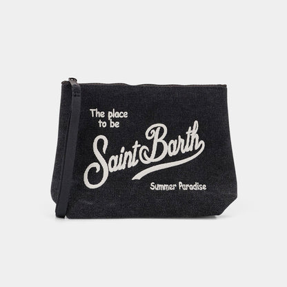 Pochette in canvas di cotone nera