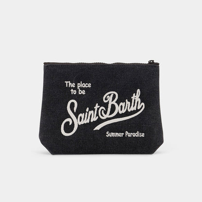 Pochette in canvas di cotone nera