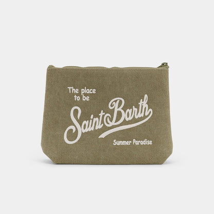 Pochette in canvas di cotone verde