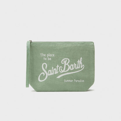Pochette in lino verde