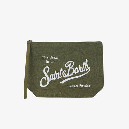 Pochette in lino verde