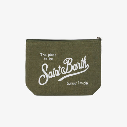 Pochette in lino verde